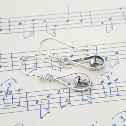 Silver toadstool earrings