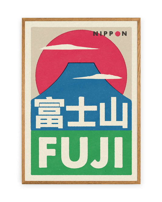Mount Fuji Japanese Matchbox Label Style Print