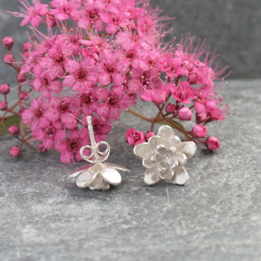 Sterling silver layered flower earrings