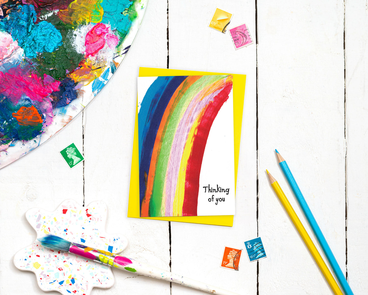 Thinking of You Card | Friendship Card | Colourful Rainbow | Modern Card