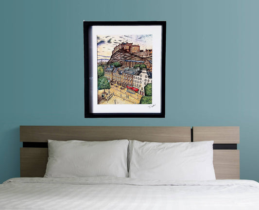 Framed Edinburgh Art Print- Grass-market and Castle