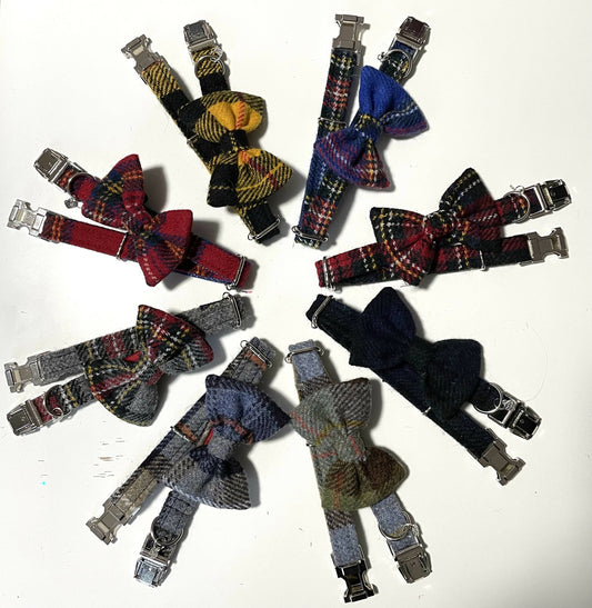 Harris Tweed® Bow Tie Dog Collar - Clan Tartans