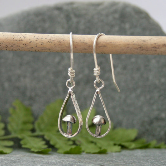 Silver toadstool earrings