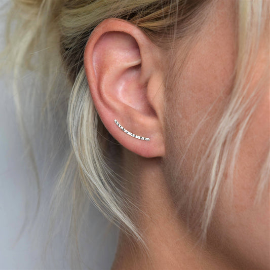 Silver Hammered Ear Climbers