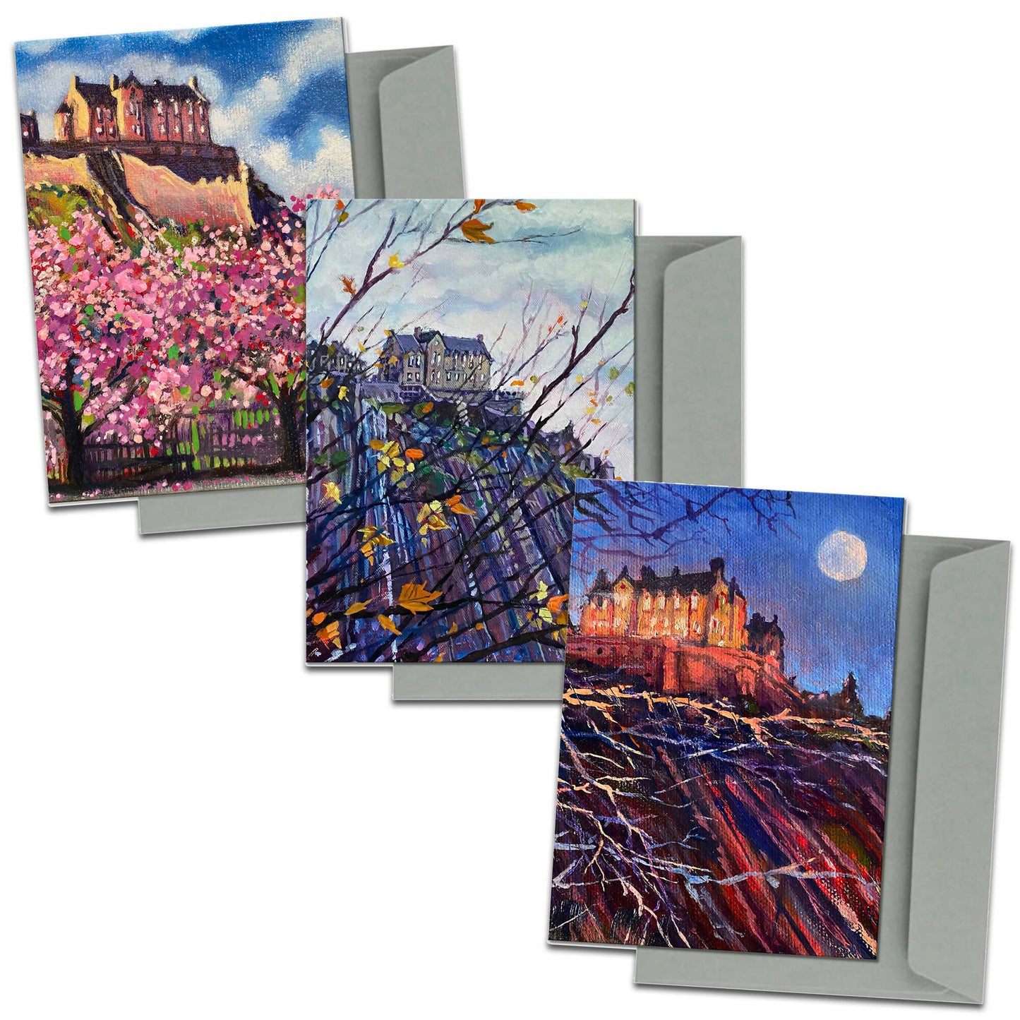 3 pack, 'Edinburgh Castle' Blank Greeting Cards by 'Craigo'