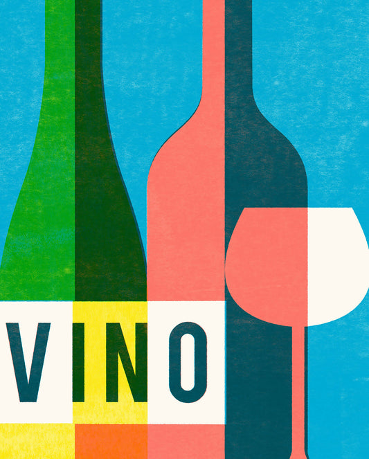 Vino Wine Mid-Century Art Print