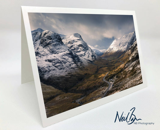 Glen Coe & Three Sisters in winter - Scotland Greeting Card - Blank Inside