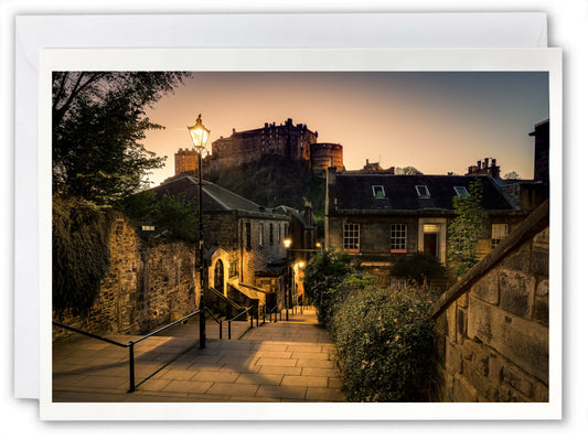 The Vennel & Edinburgh Castle - Scotland Greeting Card - Blank Inside