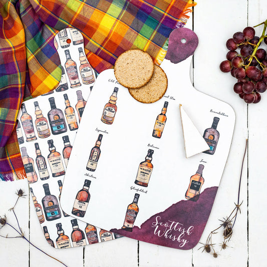 Scottish Whisky Watercolour Chopping Board