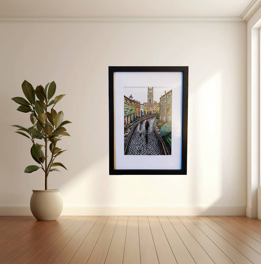 Framed Edinburgh Art Print- Grass-market and Castle