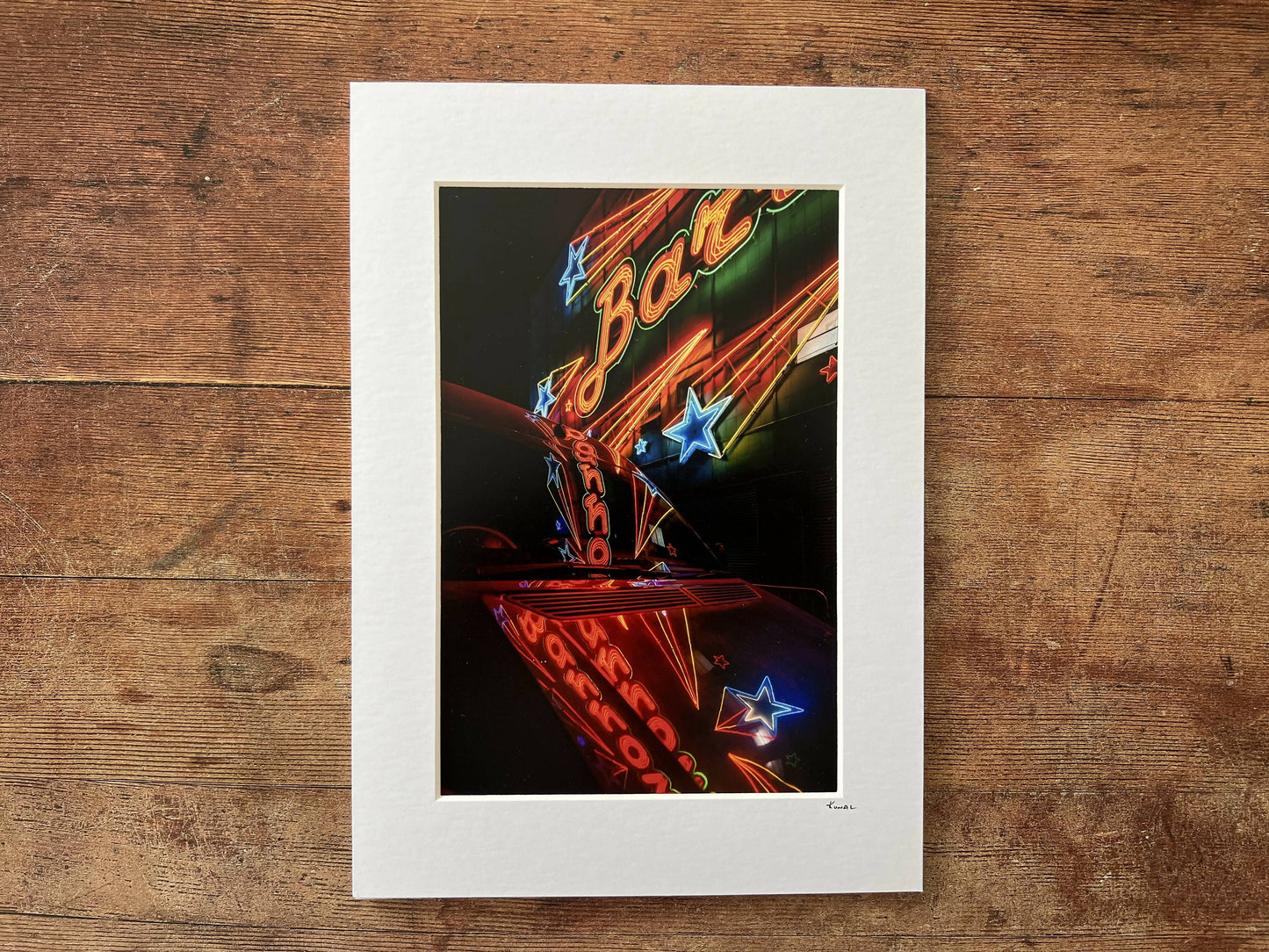Barrowland light reflection signed and mounted print