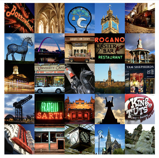 Glasgow Iconic signed square mounted print 30 x 30cm