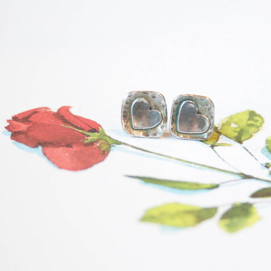 Sterling silver heart studs