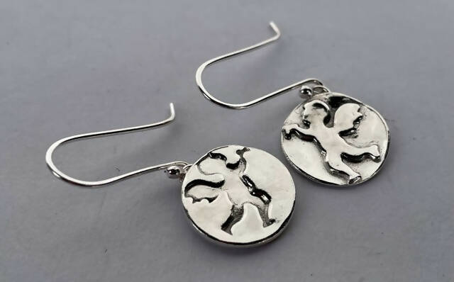 Recycled fine silver cherub earrings OUT OF STOCK