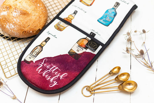 Scottish Whisky Watercolour Oven Gloves