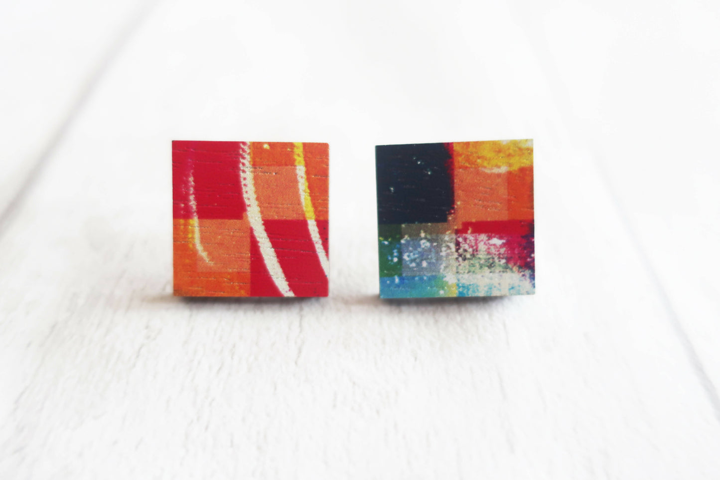 Pick and mix statement wooden earrings