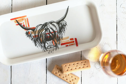 Highland Coo Watercolour Snack Tray