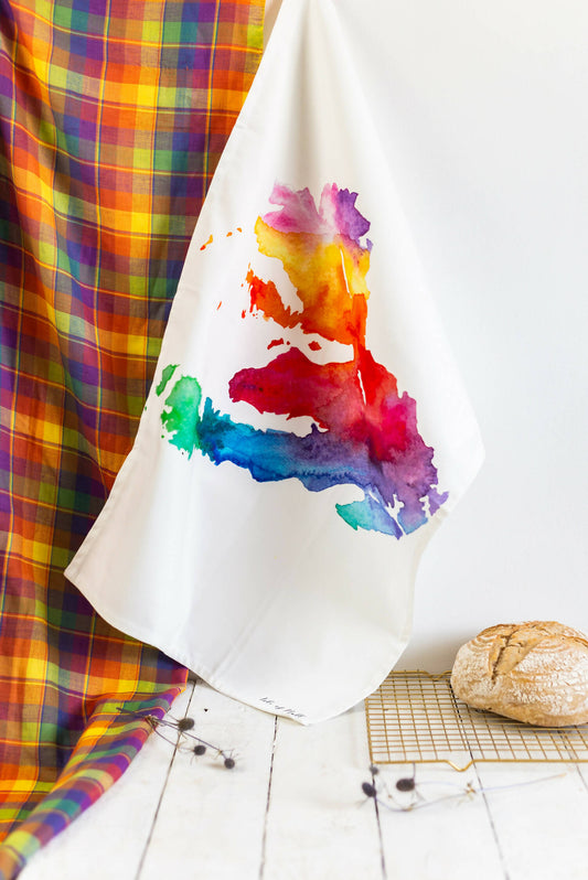 Isle of Mull Watercolour Map Tea Towel