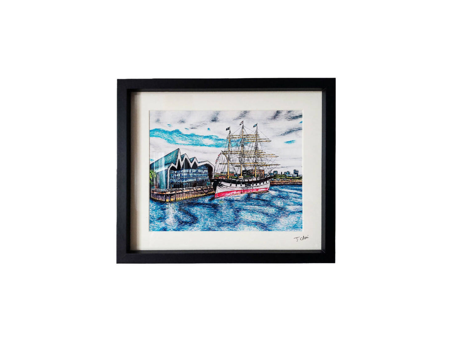 Framed Glasgow Giclee Art print- Riverside Museum and Tall Ship