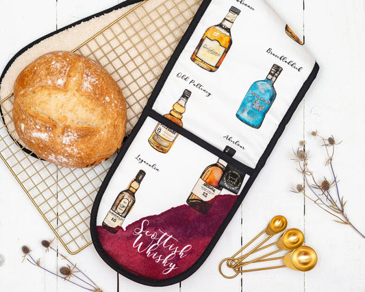 Scottish Whisky Watercolour Oven Gloves