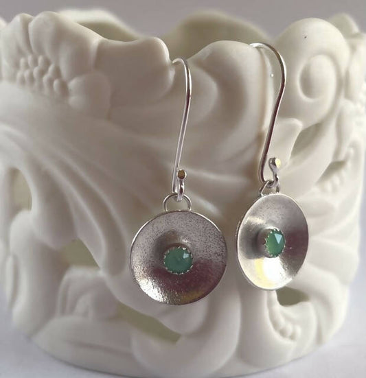 Sterling silver and chrysoprase drop earrings