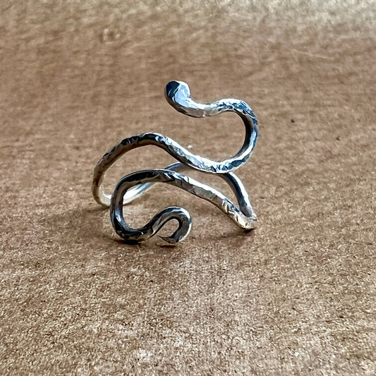 Snake - sterling silver adjustable ring.