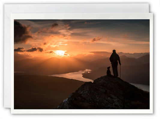 Man & Dog, Ben Venue - Scotland Greeting Card - Blank Inside