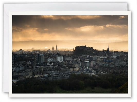 Edinburgh Castle from Arthur's Seat - Scotland Greeting Card - Blank Inside