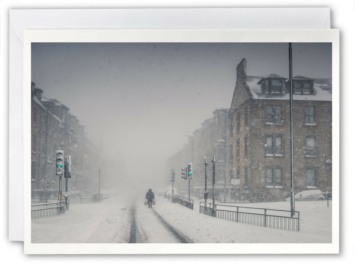 Snow Storm, Greenock - Scotland Greeting Card - Blank Inside