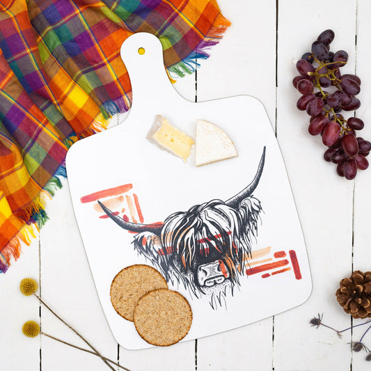 Highland Coo Watercolour Chopping Board