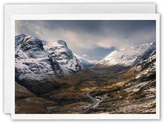 Glen Coe & Three Sisters in winter - Scotland Greeting Card - Blank Inside
