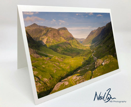 Glen Coe & Three Sisters in Summer - Scotland Greeting Card - Blank Inside