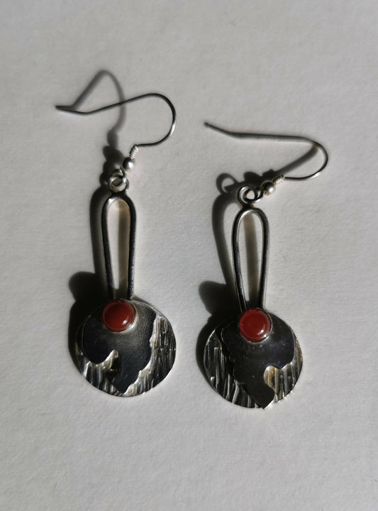 Silver and garnet earrings