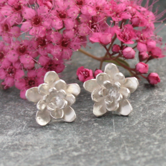 Sterling silver layered flower earrings