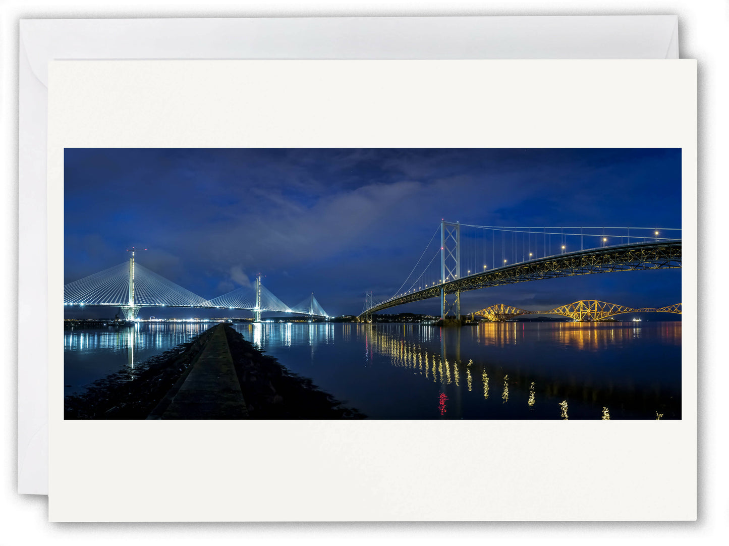 The Three Bridges over Firth of Forth - Scotland Greeting Card - Blank Inside