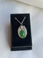 Handmade sterling silver green onyx and tourmaline pendant
