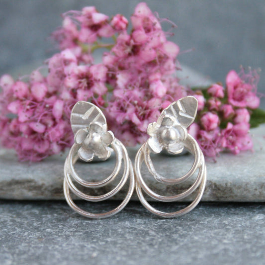 Silver flower earrings