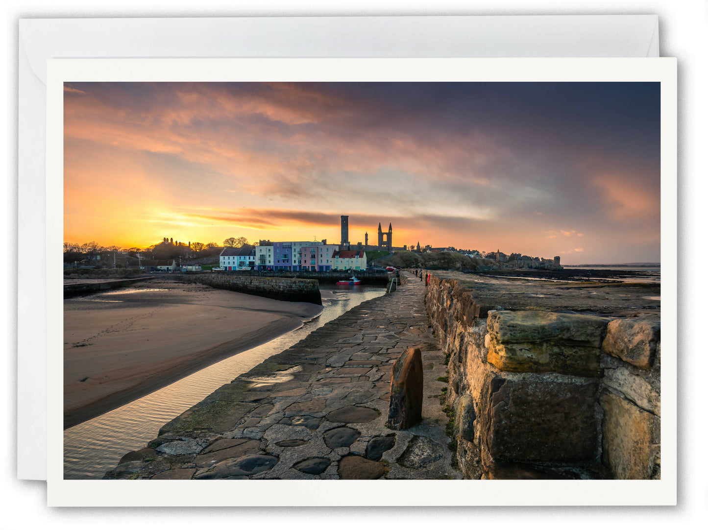 St Andrews Pier & Cathedral - Scotland Greeting Card - Blank Inside
