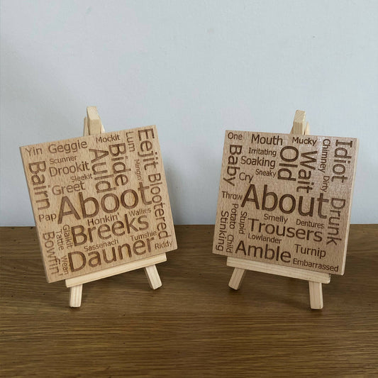 Wooden coasters - set of 4 - Scots and English