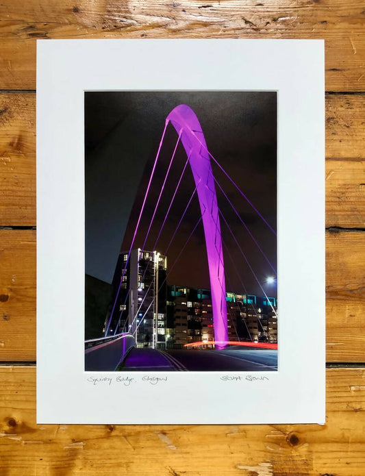Squinty Bridge, Glasgow Signed Mounted Print