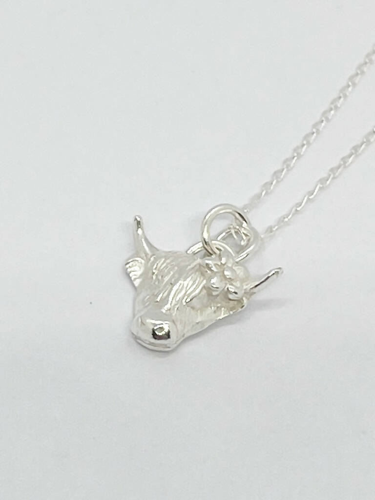 Silver Highland Cow Necklace