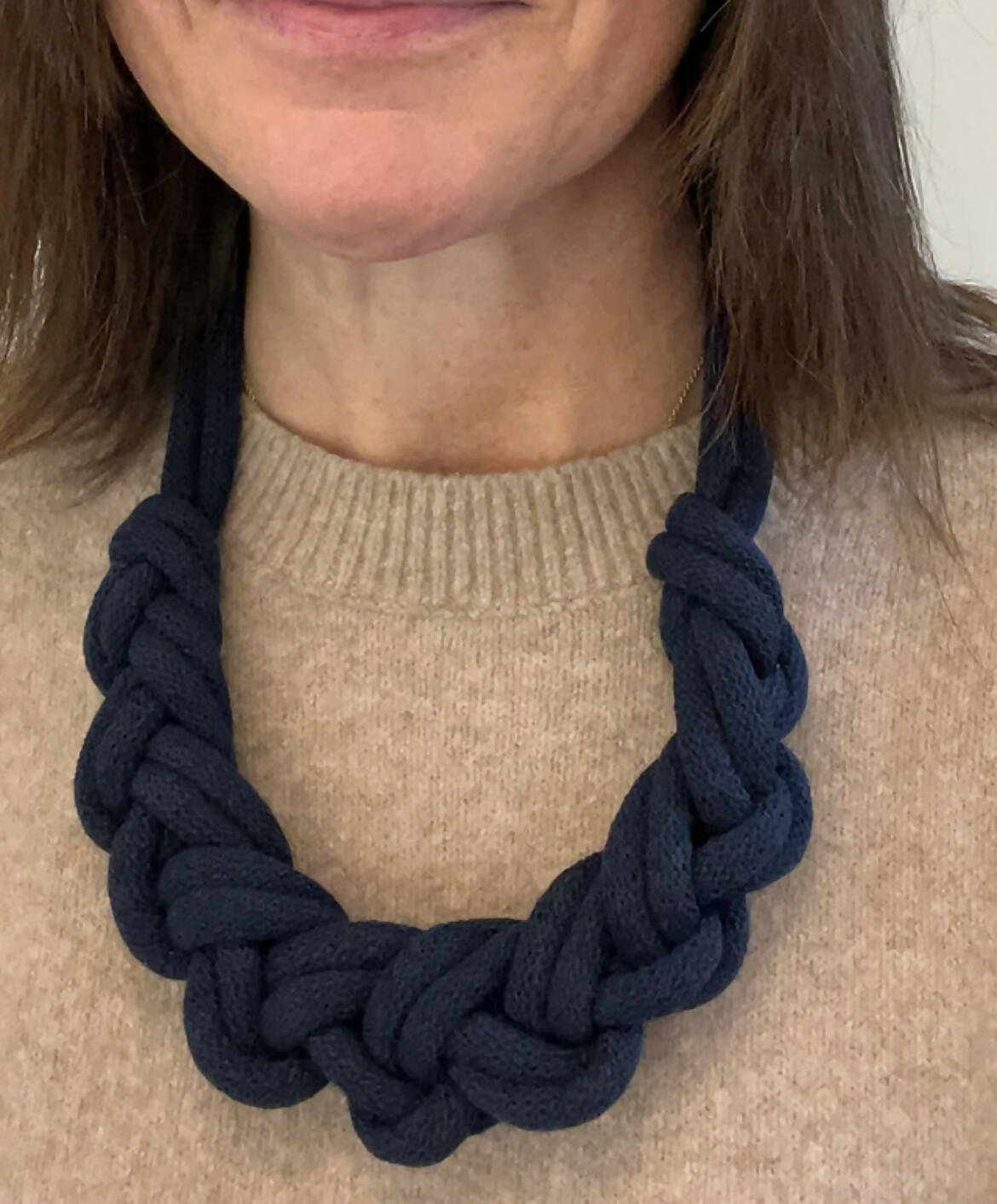 Navy Blue Chunky Braided Necklace