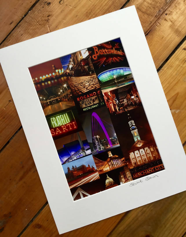 Glasgow Nights signed mounted print