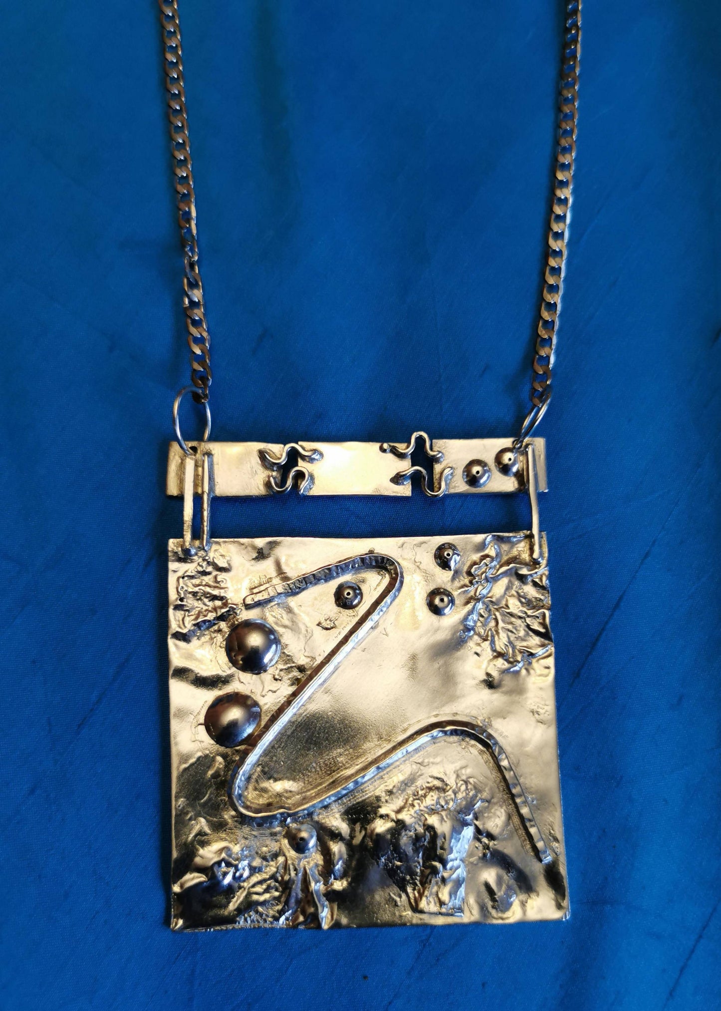 Large solid silver rectangular pendant