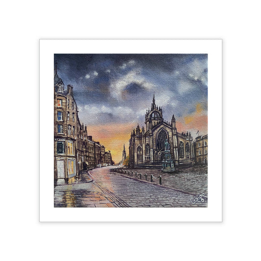 St Giles Cathedral Sunset After Rain - Giclee Fine Art Print 30x30cm