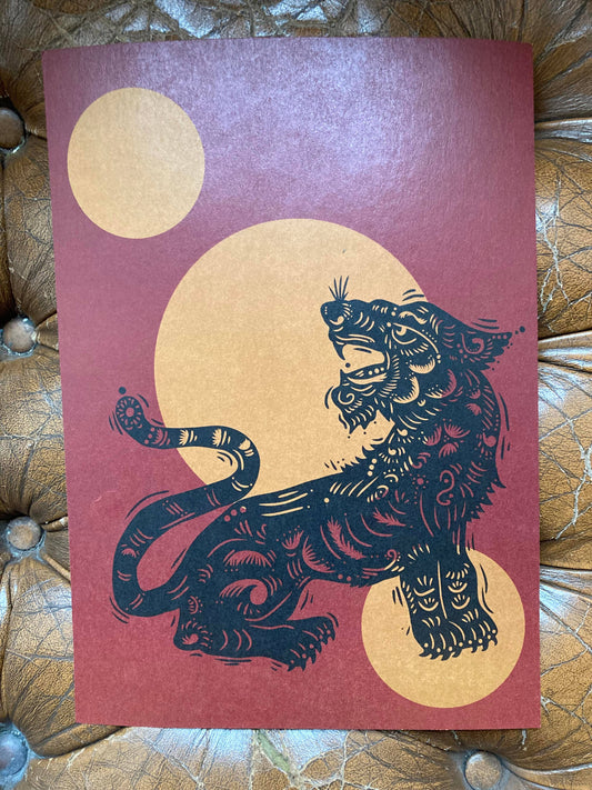 A4 Chinese Zodiac Tiger Print
