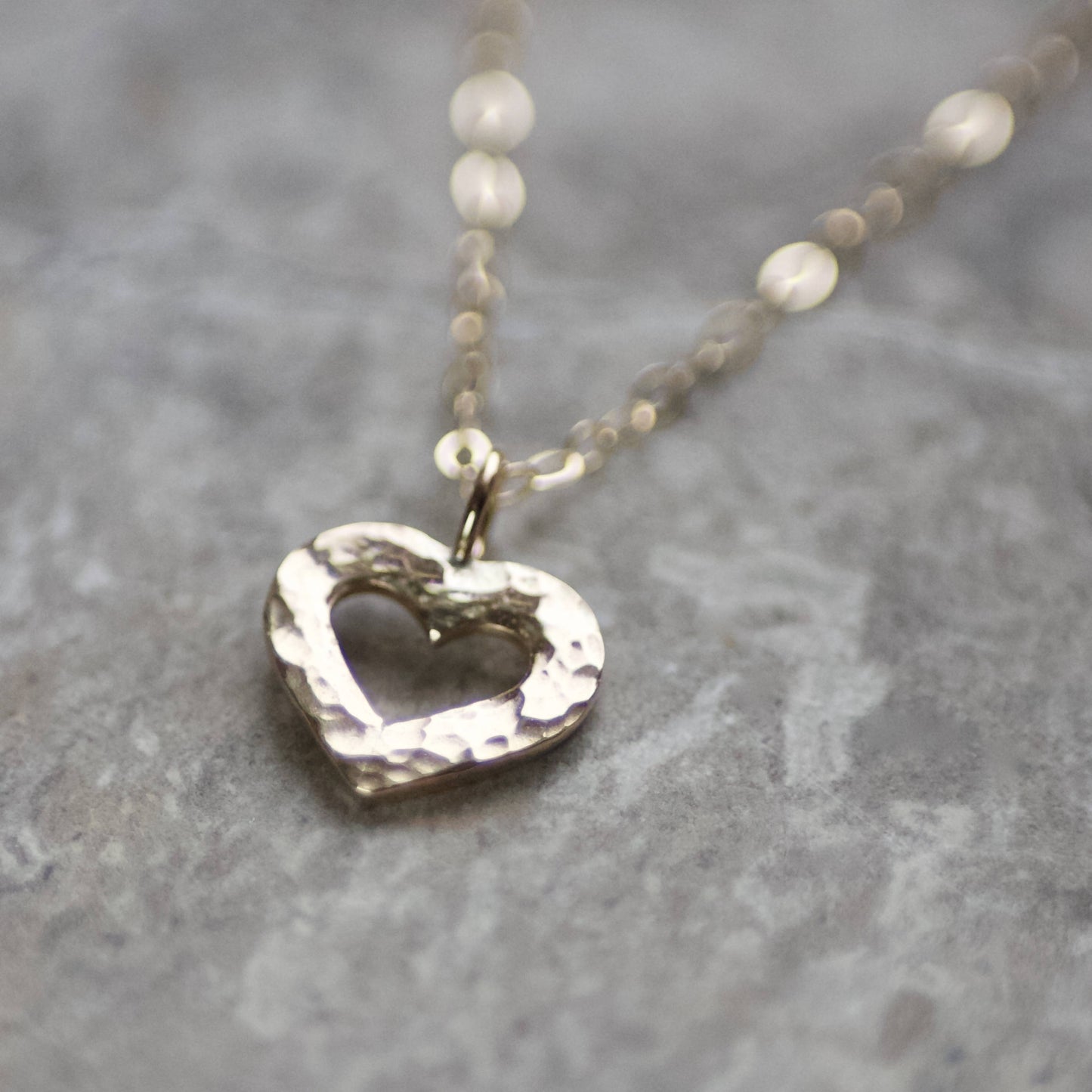 Solid 9ct Recycled Gold Open Heart Pendant Necklace
