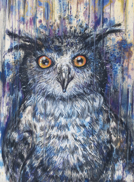 Purple Owl Unframed A4 Giclee Print