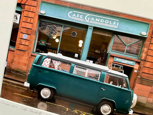 Classic VW Camper, Glasgow Signed Mounted Print