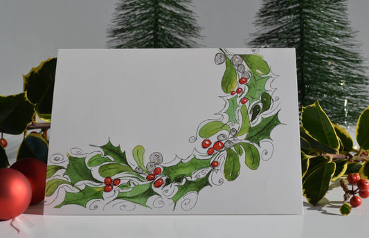 Holly Wreath Charity Christmas Card - Pack of 5